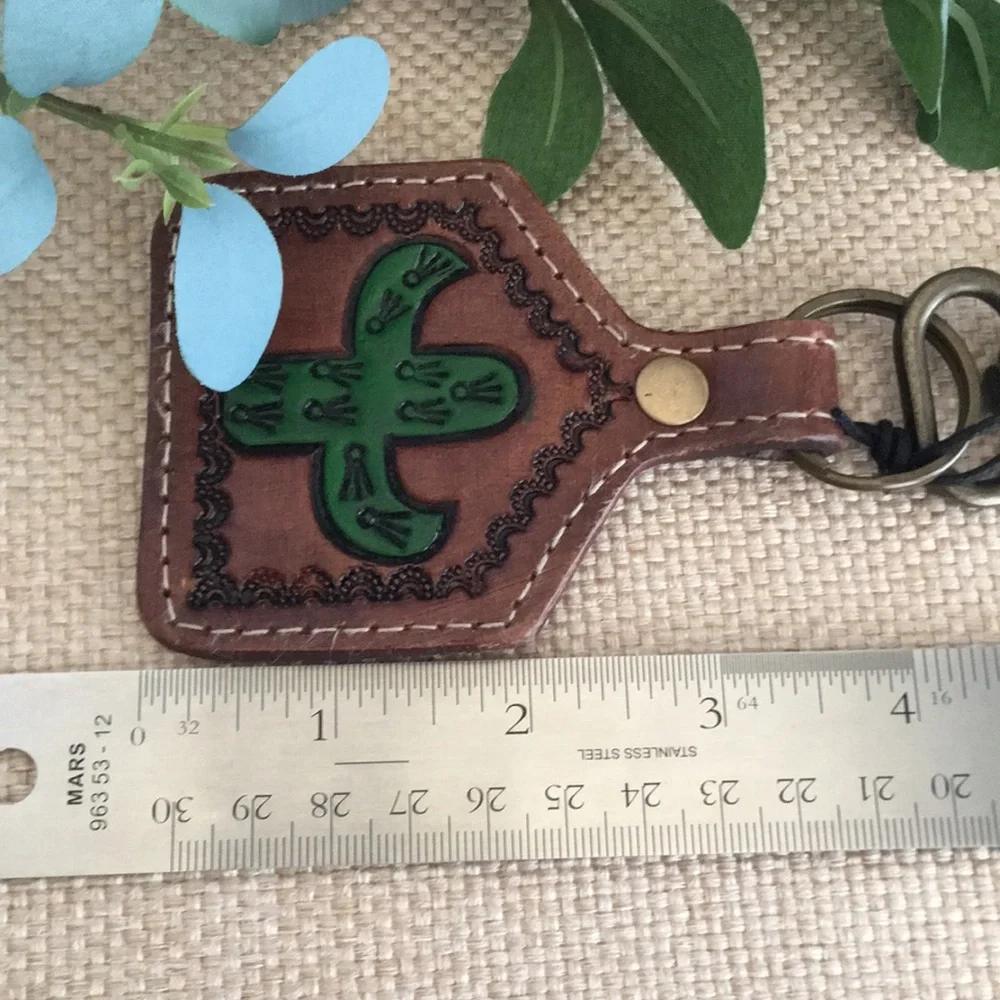 NWT Myra Bag Succulent Hand-Tooled Leather Key Fob Key Chain Bag Charm